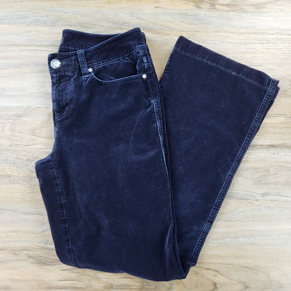 ☔️🔹️INC Bluish Black Velour Luxe Bootcut Pants Size 4/27 - Picture 2 of 13